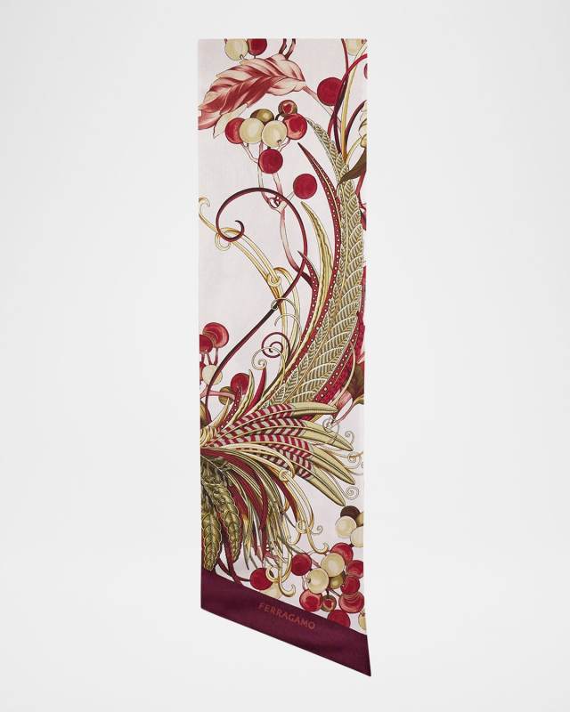 Printed Silk Skinny Scarf